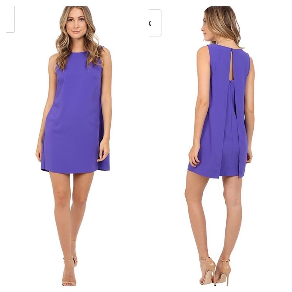 Trina Turk Purple Sleeveless Draped Back Mini Shift Dress Homecoming Size 0